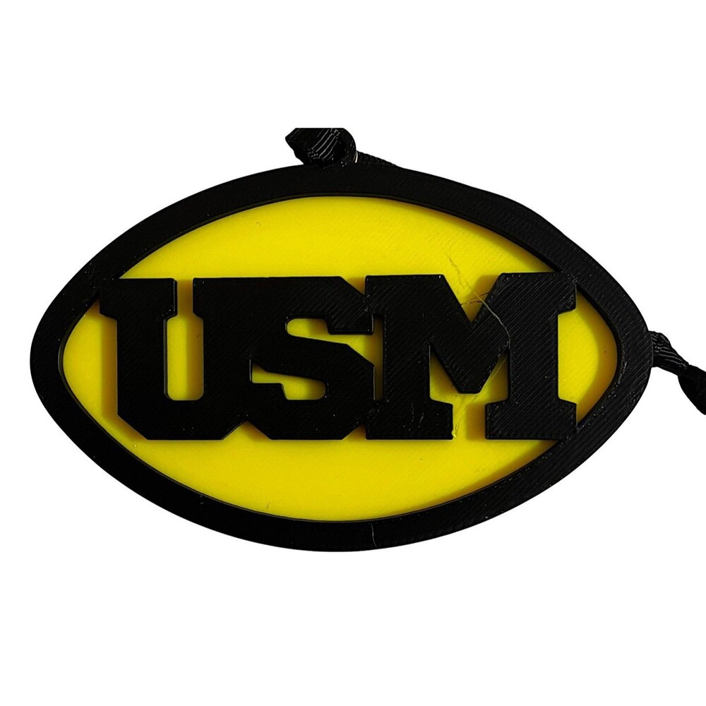 3D Printed 4" Ornament - USM - Black over Yellow - O005-0810